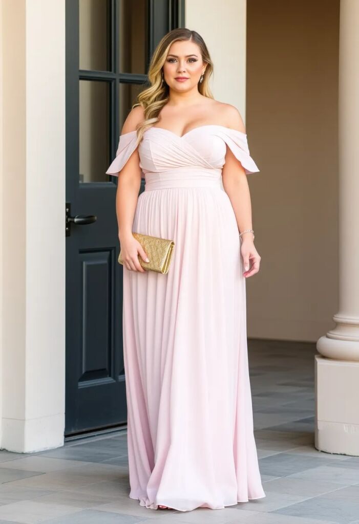 Maxi Dress with Off-Shoulder Sleeves