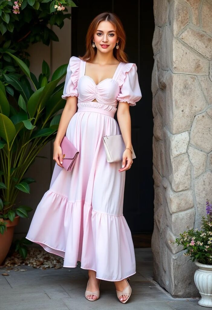 Pastel Pink Milkmaid Dress