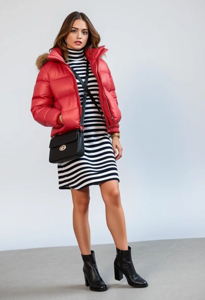 Stripes with a Puffer Jacket