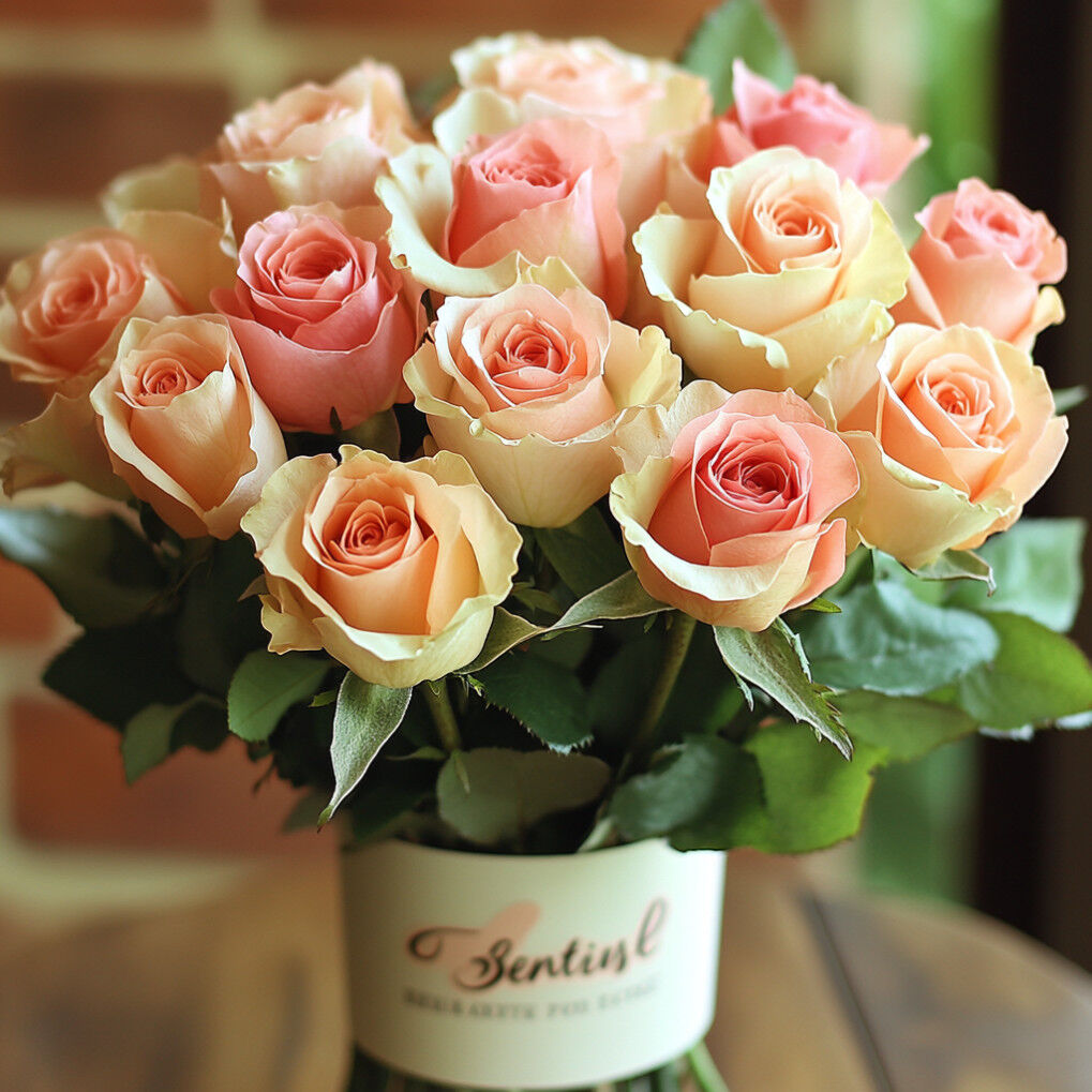 Sweet Sentiments Peach and Coral Roses