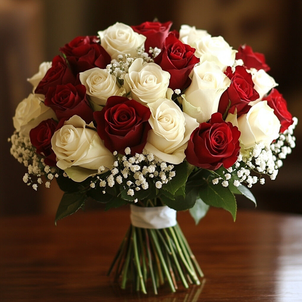Timeless Romance Red and White Roses
