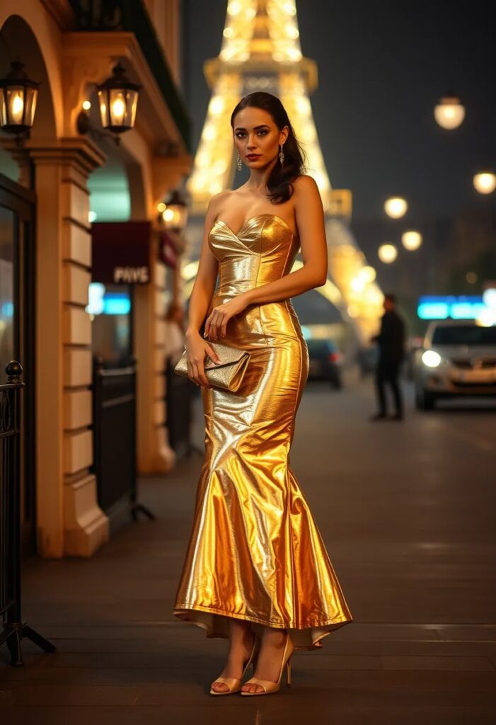 Metallic Mermaid Dress Old Hollywood Glam