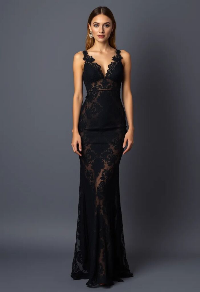 Black Lace Maxi Dress