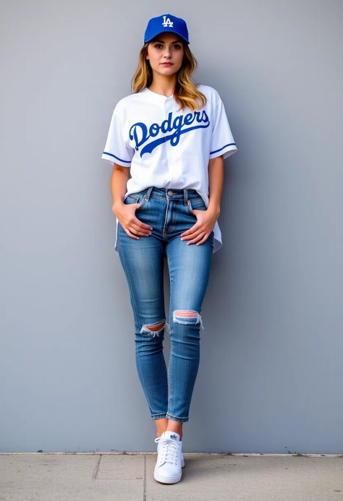 Classic Jersey & Jeans Combo Timeless Dodgers Game Attire