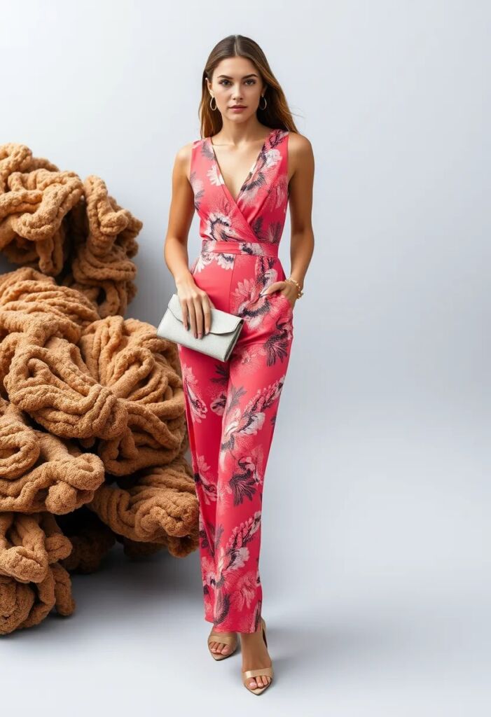 Coral Print Jumpsuit