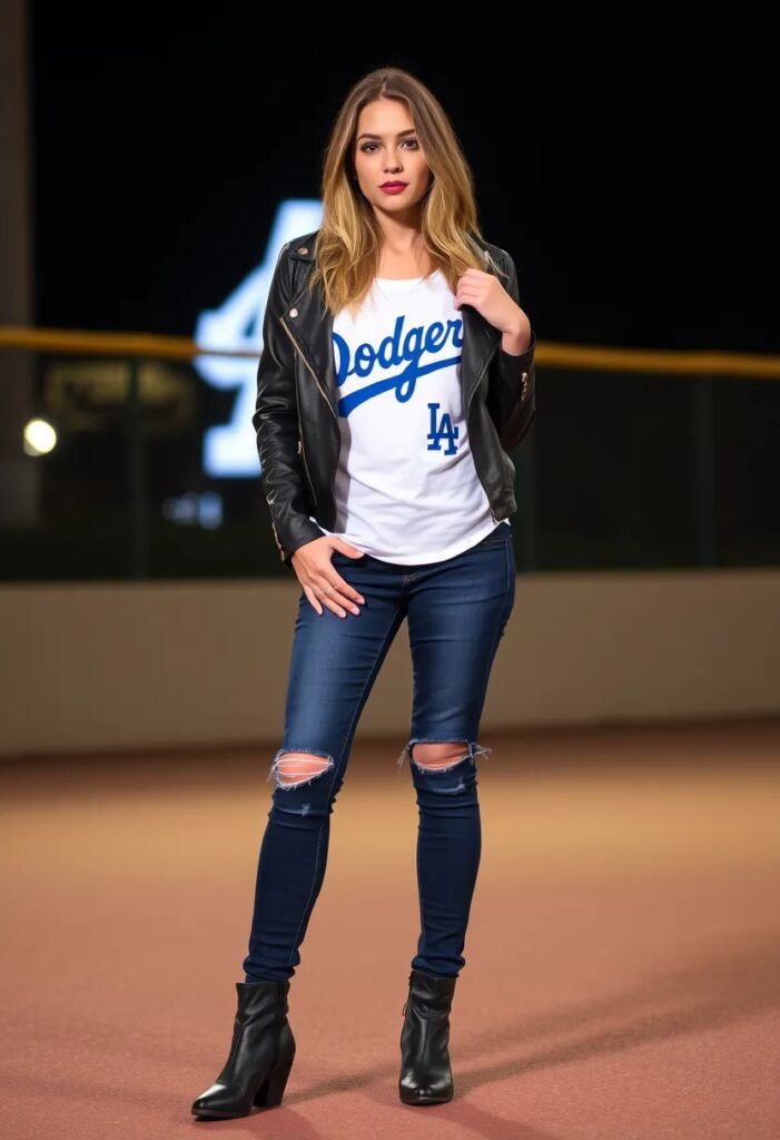 Edgy Leather & Dodgers Mix Bold Contrast