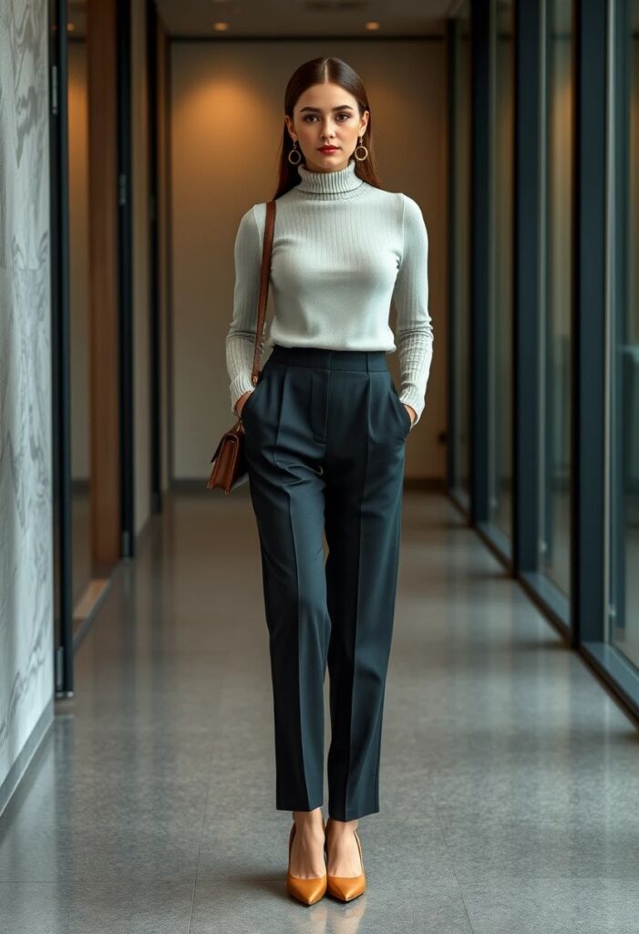 High-Waisted Trousers & Luxe Knit