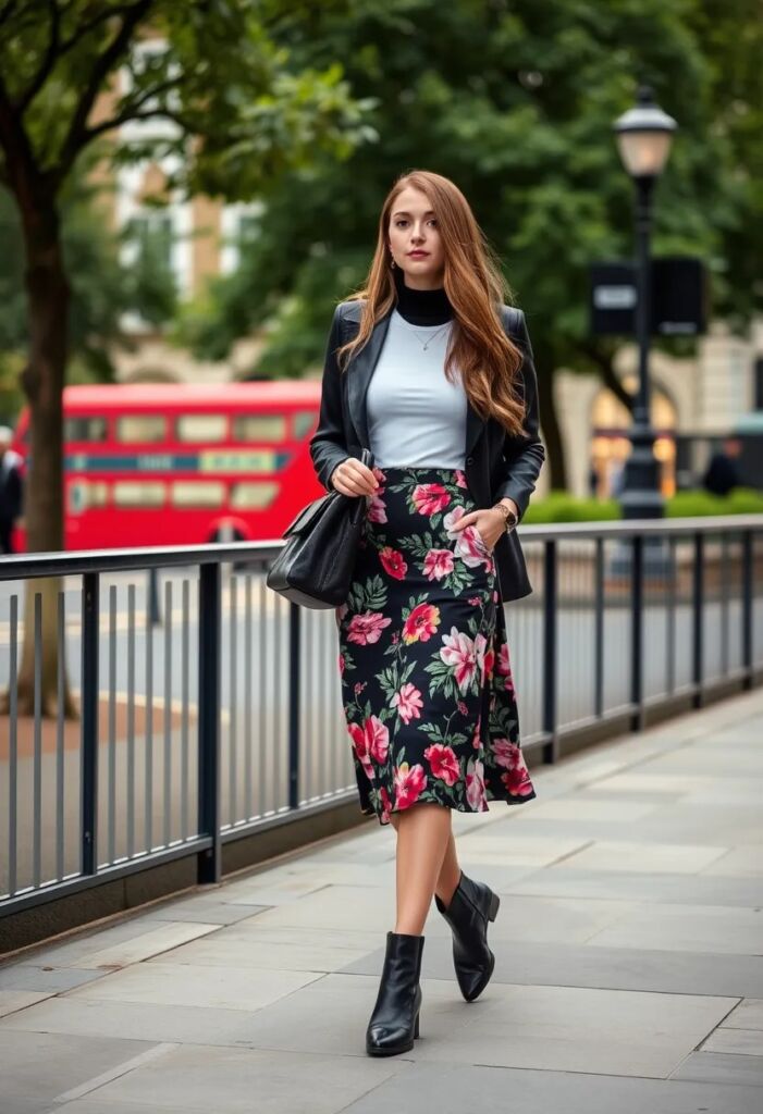 Printed Midi Skirt & Simple Top