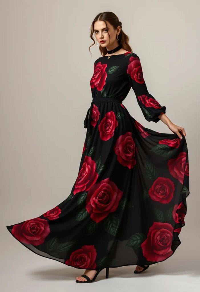 The Statement Rose Print Maxi Dress