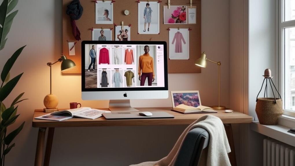 Modern fashion workspace scene