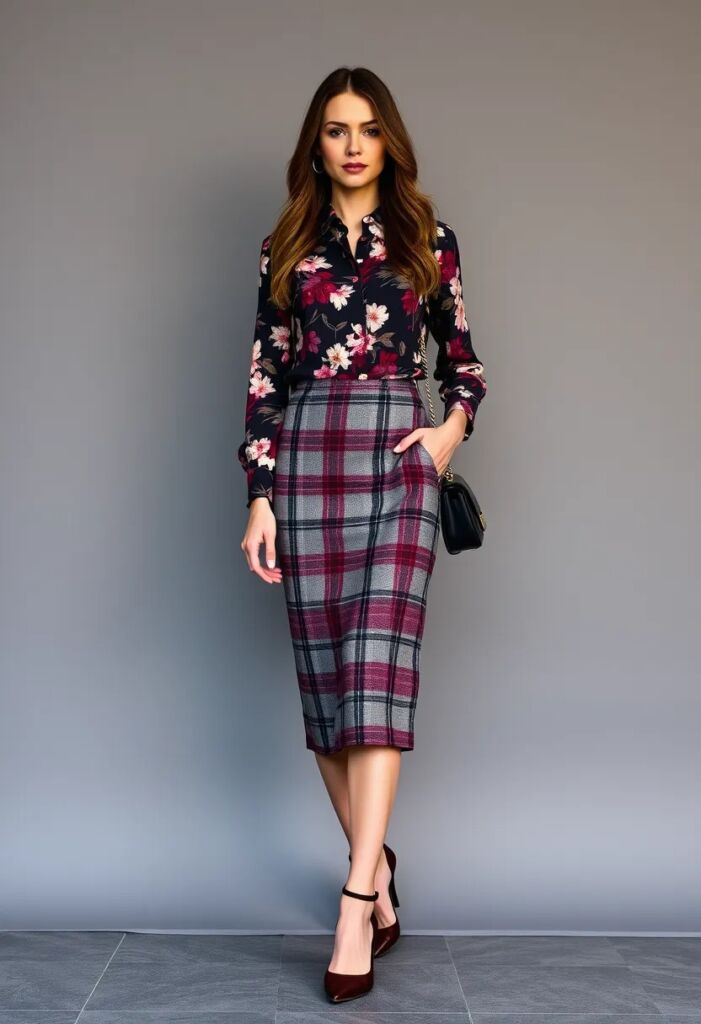 Pattern Clashing Florals + Plaid