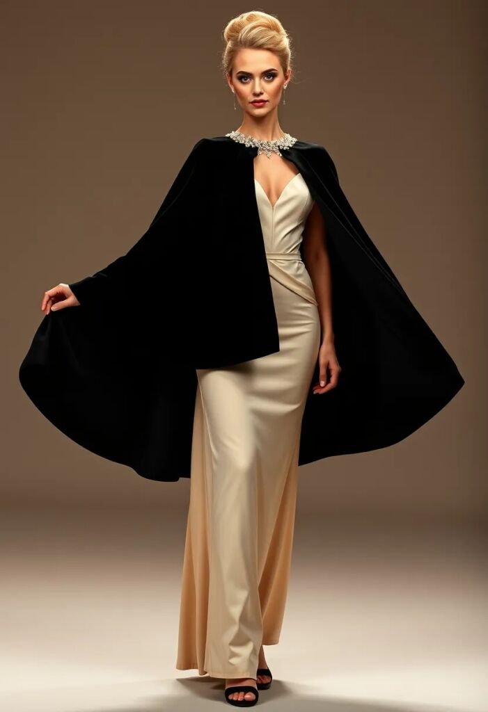 The Regal Cape Gown Instant Grandeur