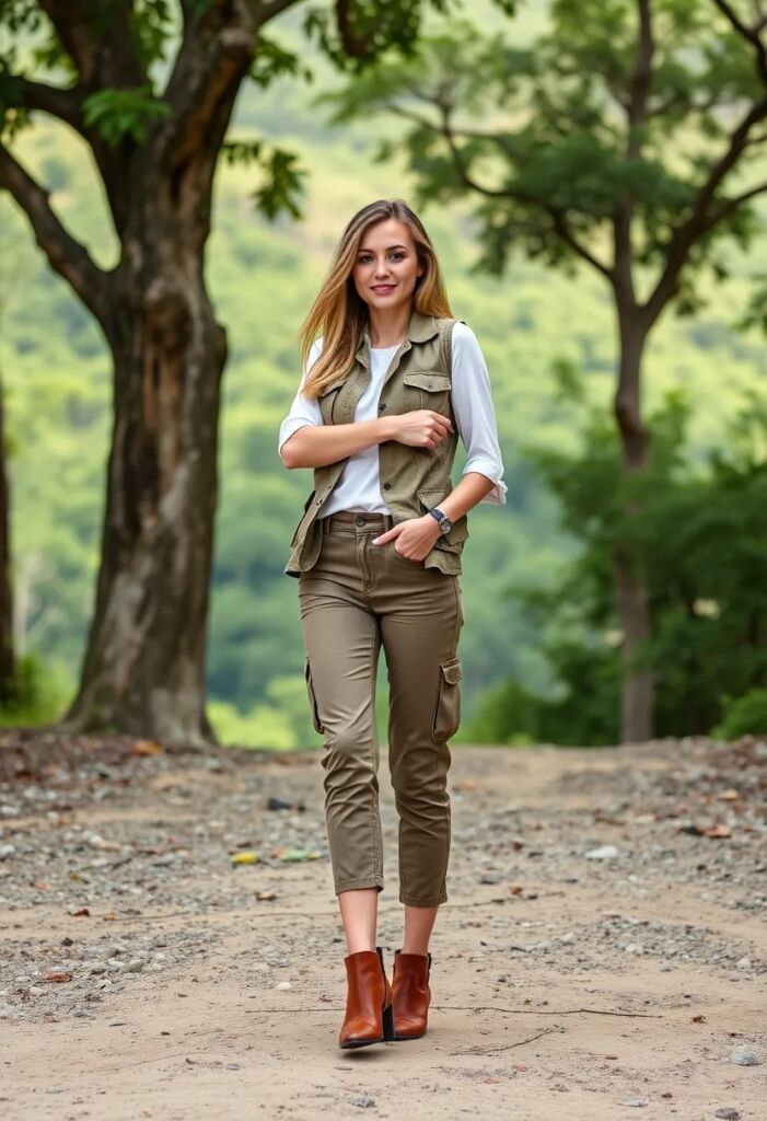 Utility Vest + Roll-Sleeve Tee + Cropped Pants