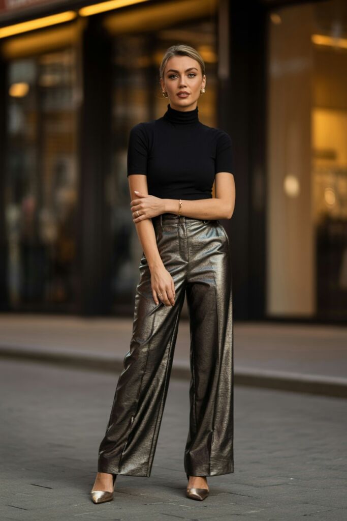 Black Turtleneck with Statement Bottoms