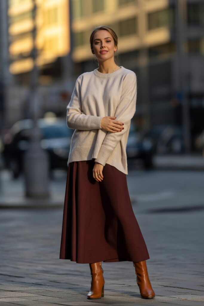 Sweater and Midi Skirt Pairing