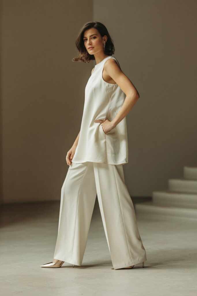 Tunic Dress and Wide-Leg Trousers