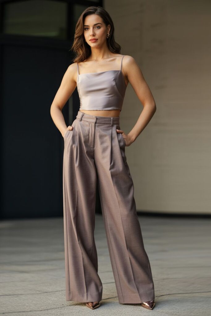 Wide-Leg Trousers and Crop Top