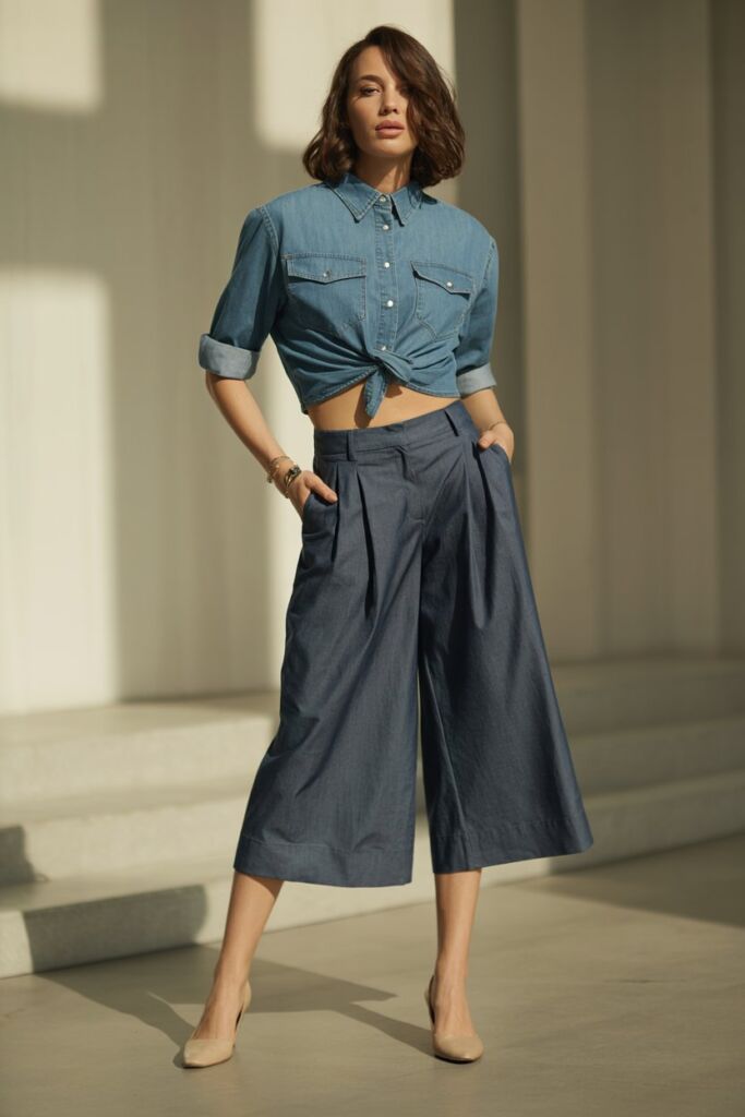Denim Blouse + Culottes