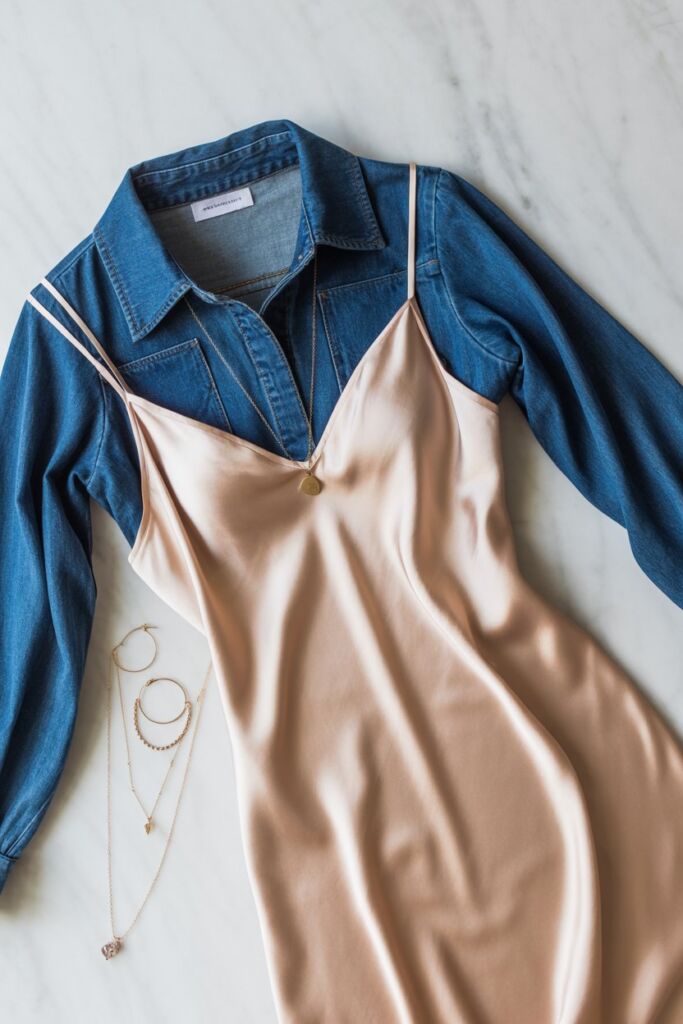 Denim Blouse + Slip Dress