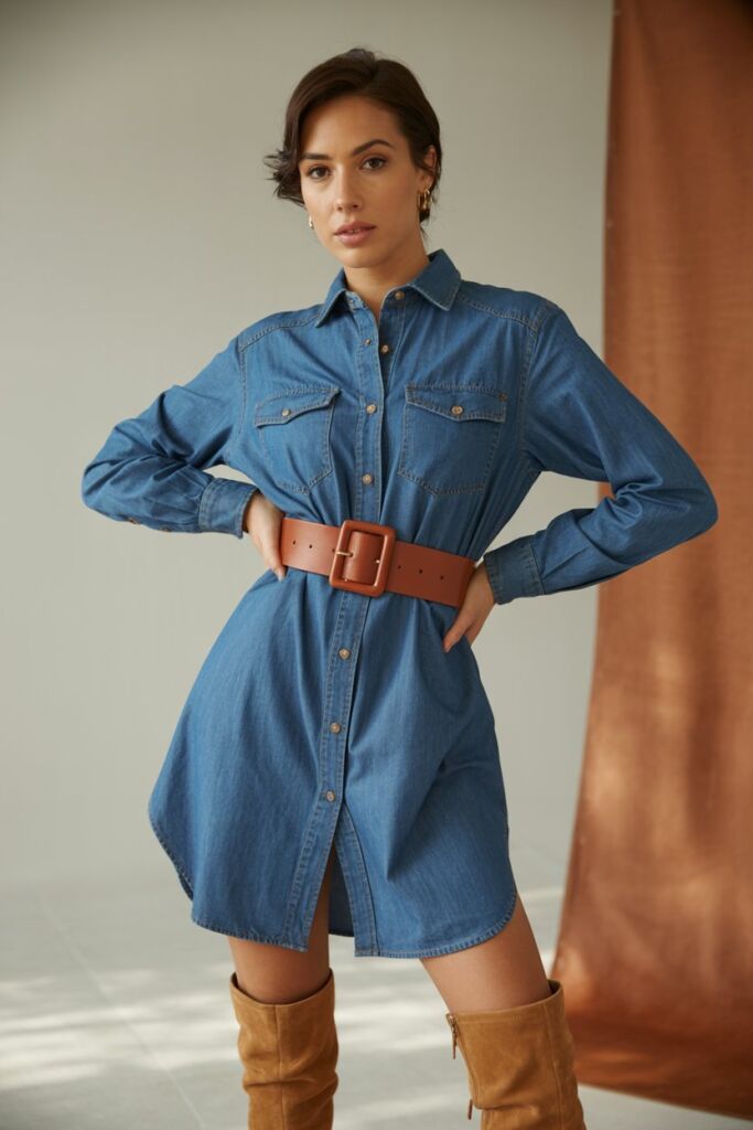 Denim Shirt Dress + Belt
