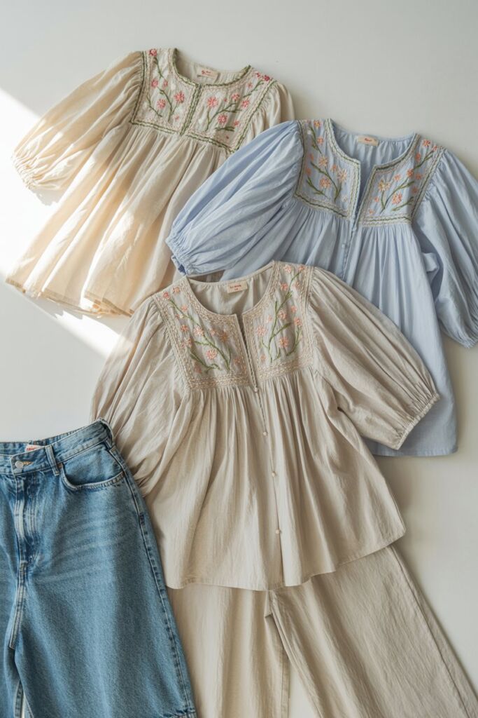 Embroidered Peasant Tops