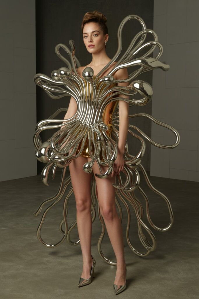 Lady Gaga’s Matières Fécales Metallic Gown