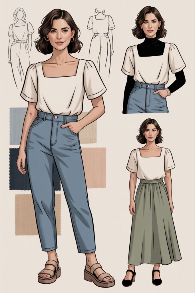 square-neck-casual-blouse-pattern
