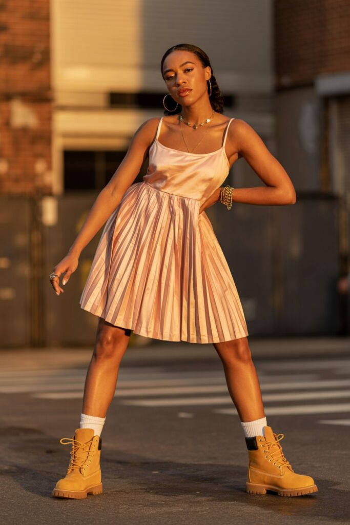 Timberlands with SkirtsDresses