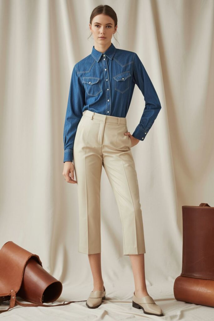Western Denim Blouse + Cropped Pants